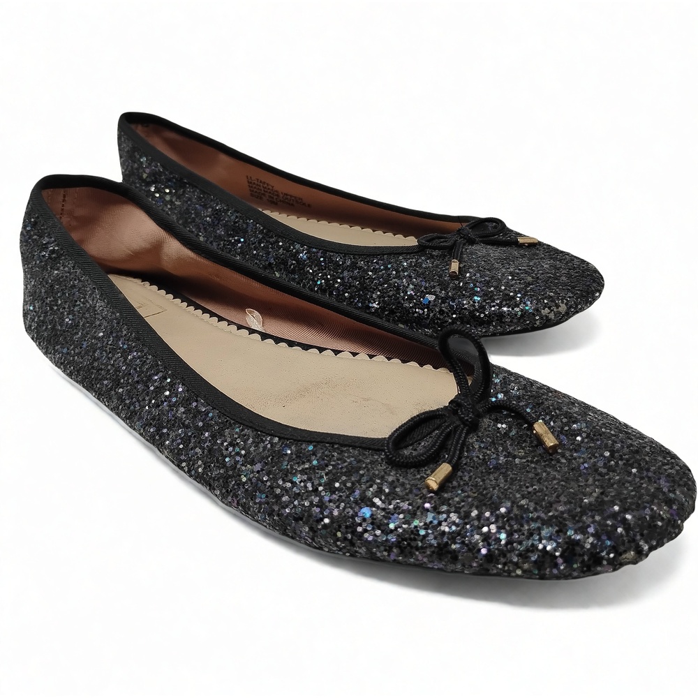 Journee Collection LL-Taffy Sparkle Glitter Bow Ballet Flat Shoes Womens US 10